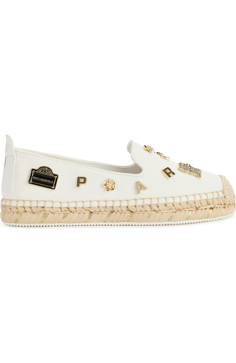 KARL LAGERFELD PARIS Michaela Espadrille Flat, Alternate, color, Bright White Rue Pins