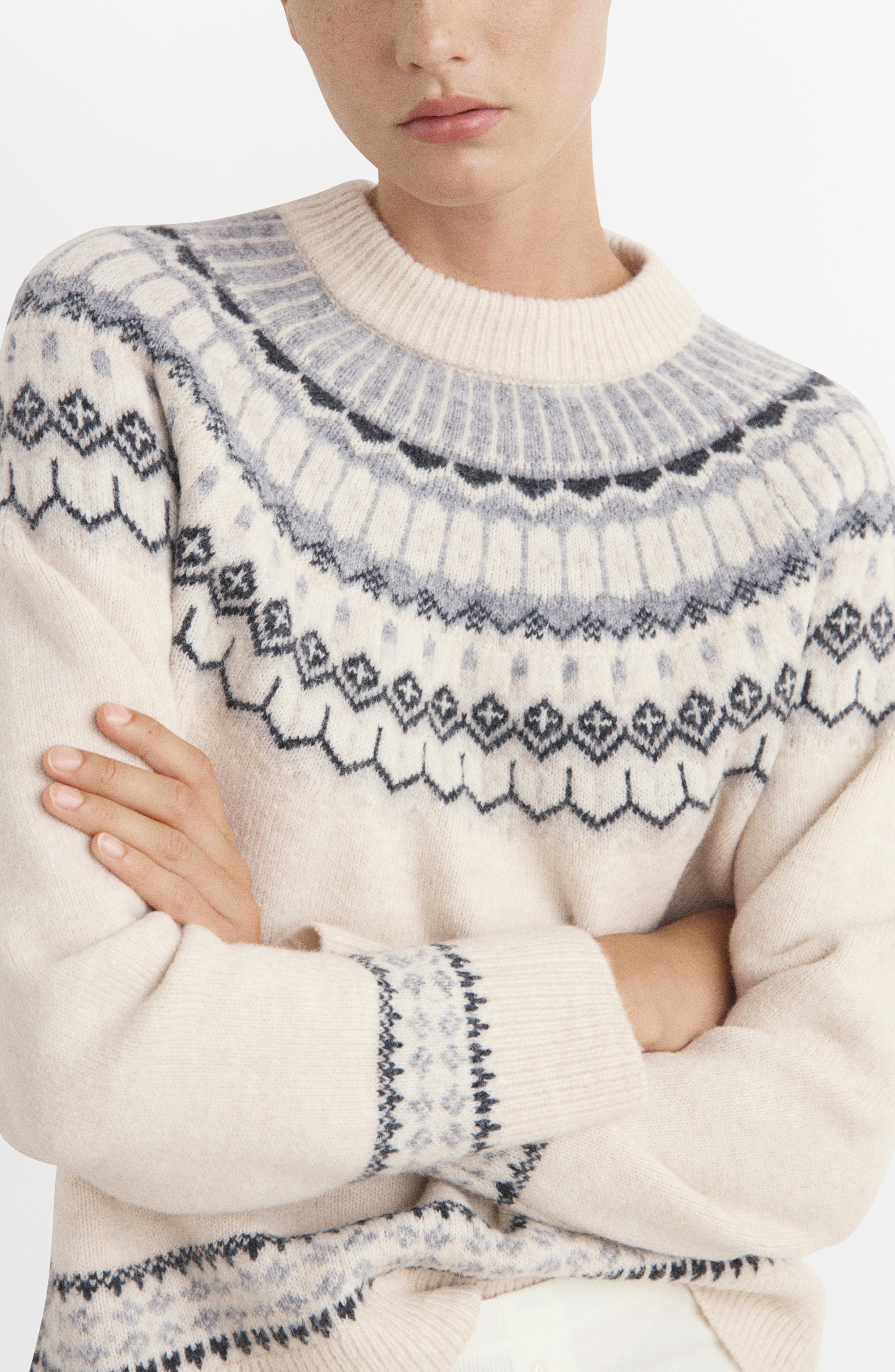 Fair Isle Jacquard Crewneck Sweater
