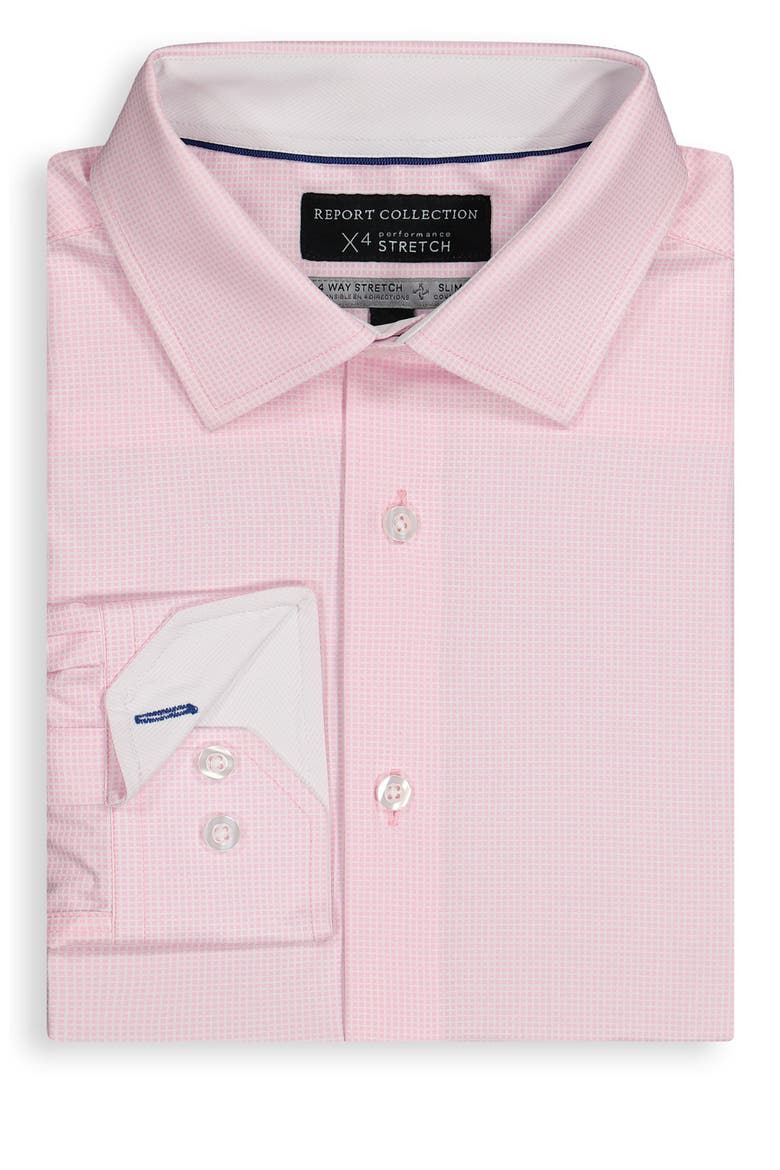Slim Fit Geometric Print Performance Dress Shirt, Alternate, color, 24 PINK