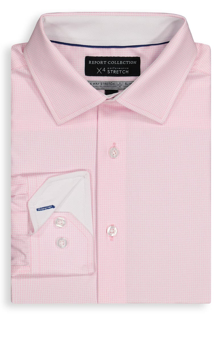 Report Collection Slim Fit Geometric Print Performance Dress Shirt, Alternate, color, 24 Pink