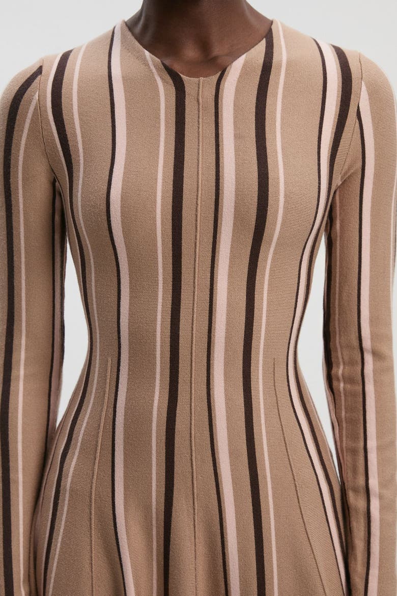 Asymmetric Hem Knit Midi Dress, Alternate, color, Camel