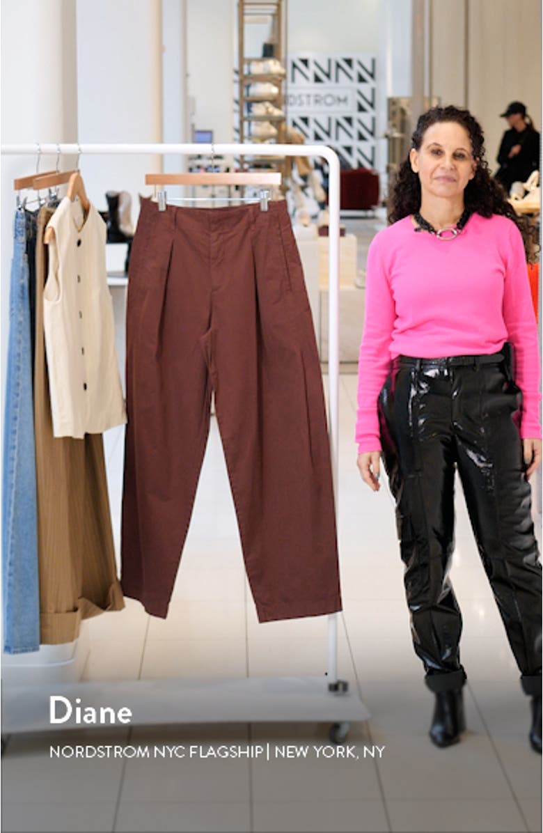 Donovan Pleated Cotton Twill Wide Leg Pants, sales video thumbnail