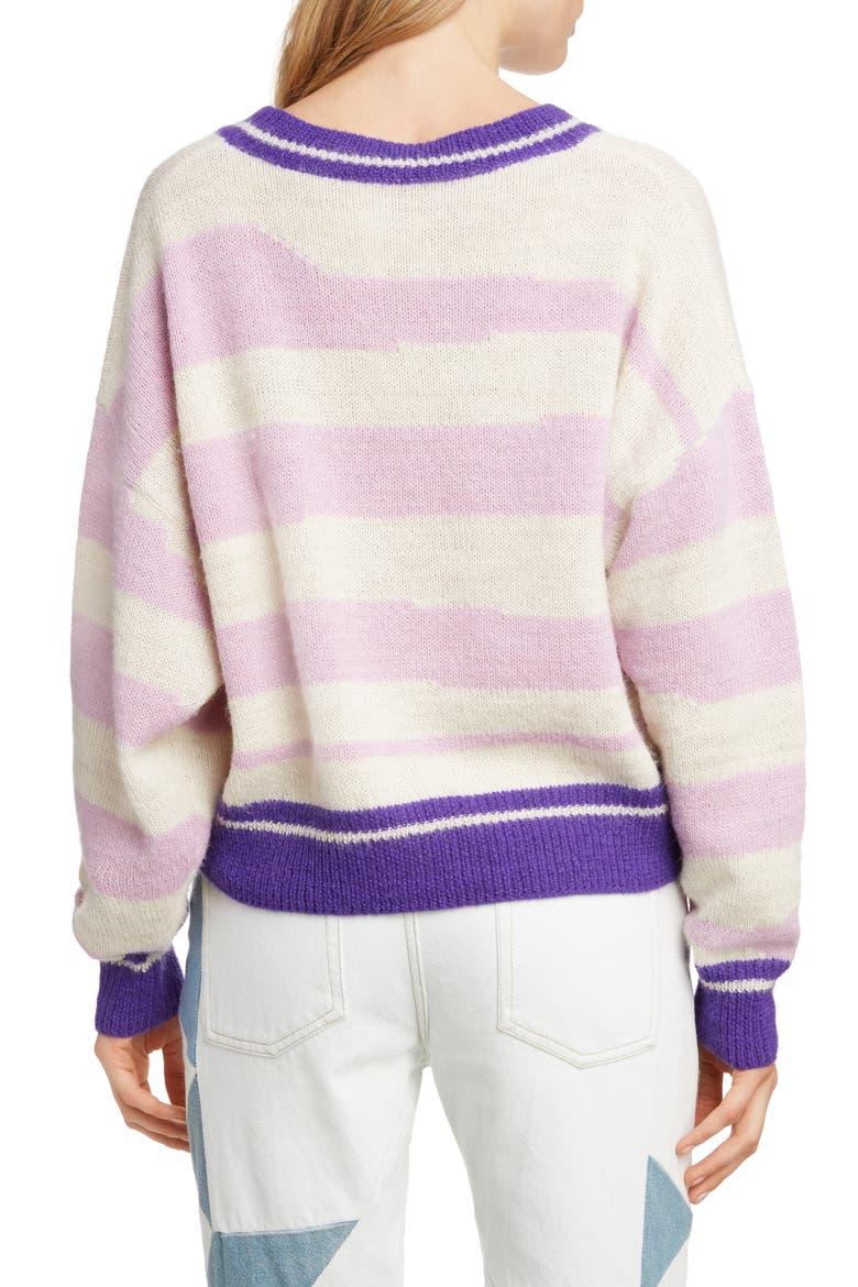 Glowy Stripe Sweater, Alternate, color, LILAC