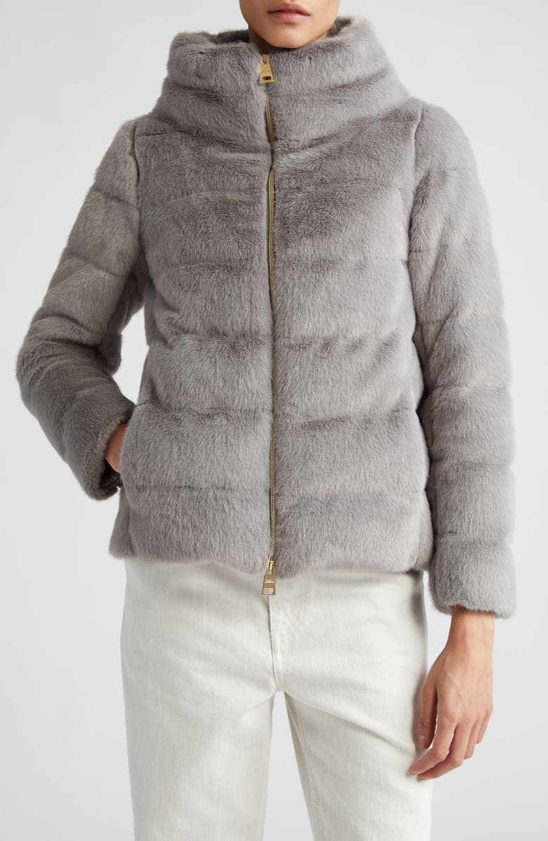 Herno Quilted Down Faux Fur Puffer Jacket, Main, color, 