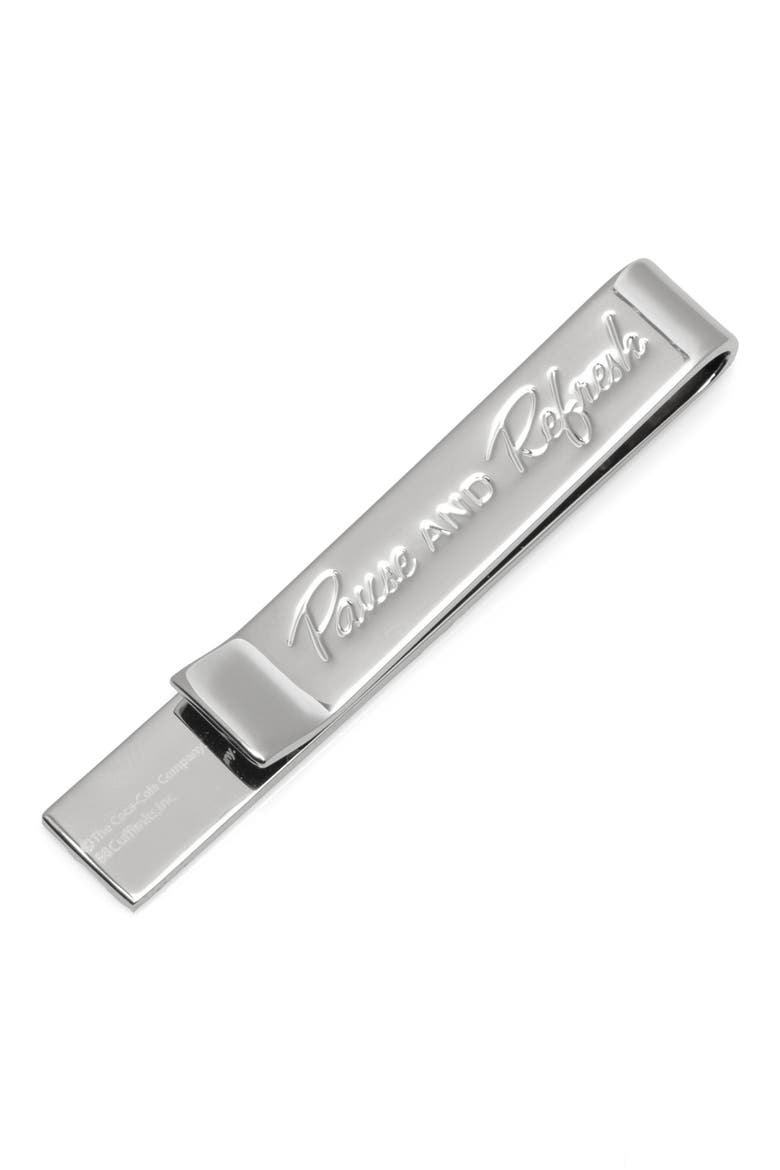 Men's Coca-Cola Hidden Message Tie Bar, Alternate, color, SILVER