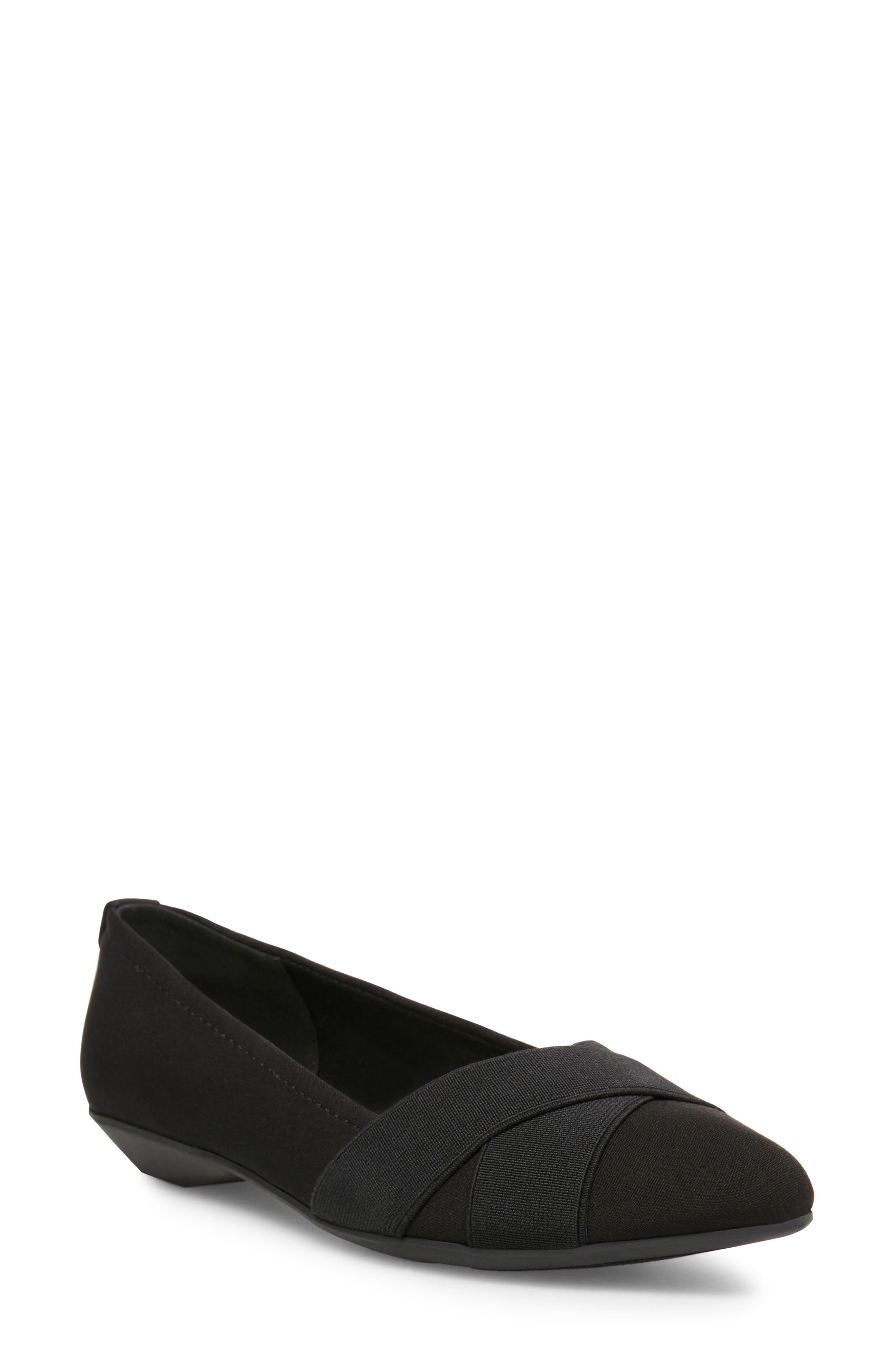 Anne Klein Oalise Pointed Toe Flat, Main, color, Black/ Black Fabric