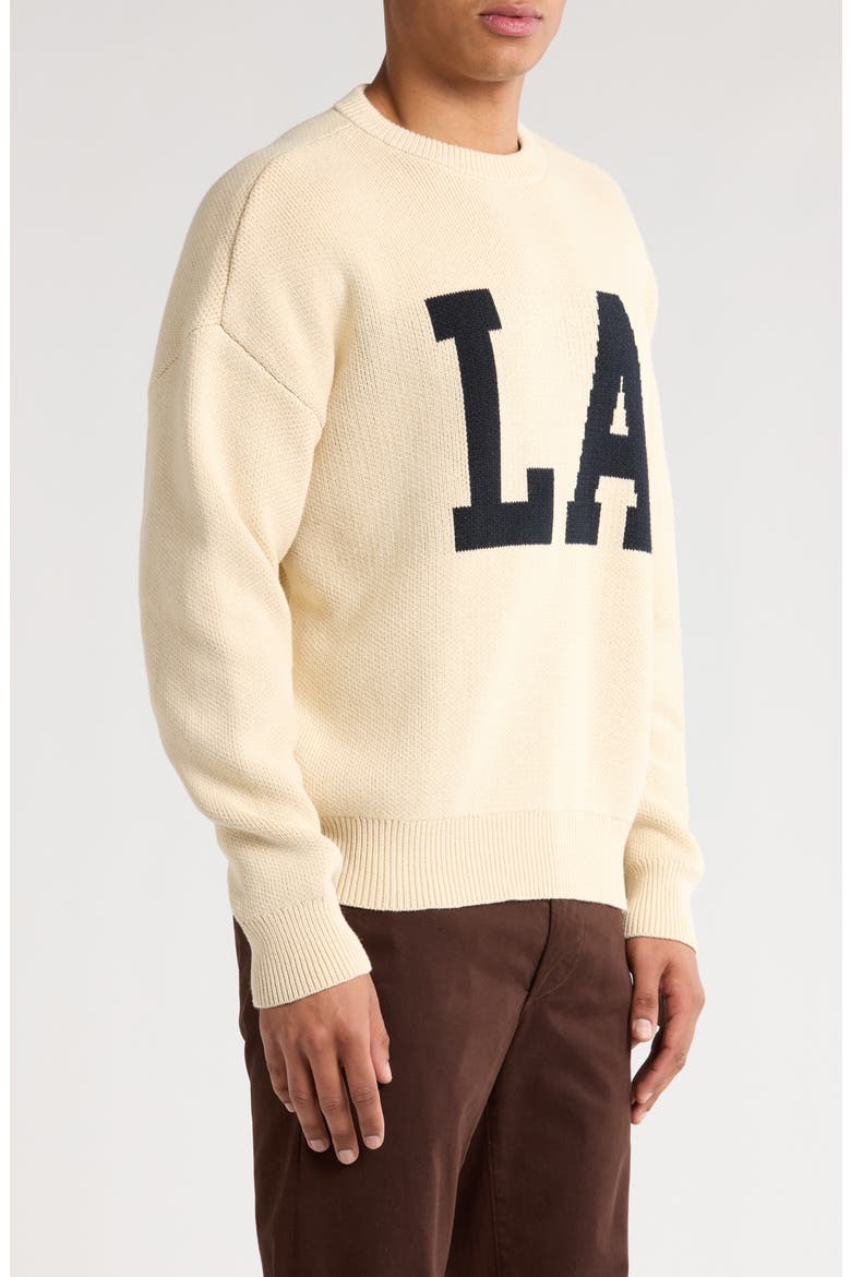 LA Intarsia Crewneck Sweater, Alternate, color, CREAM