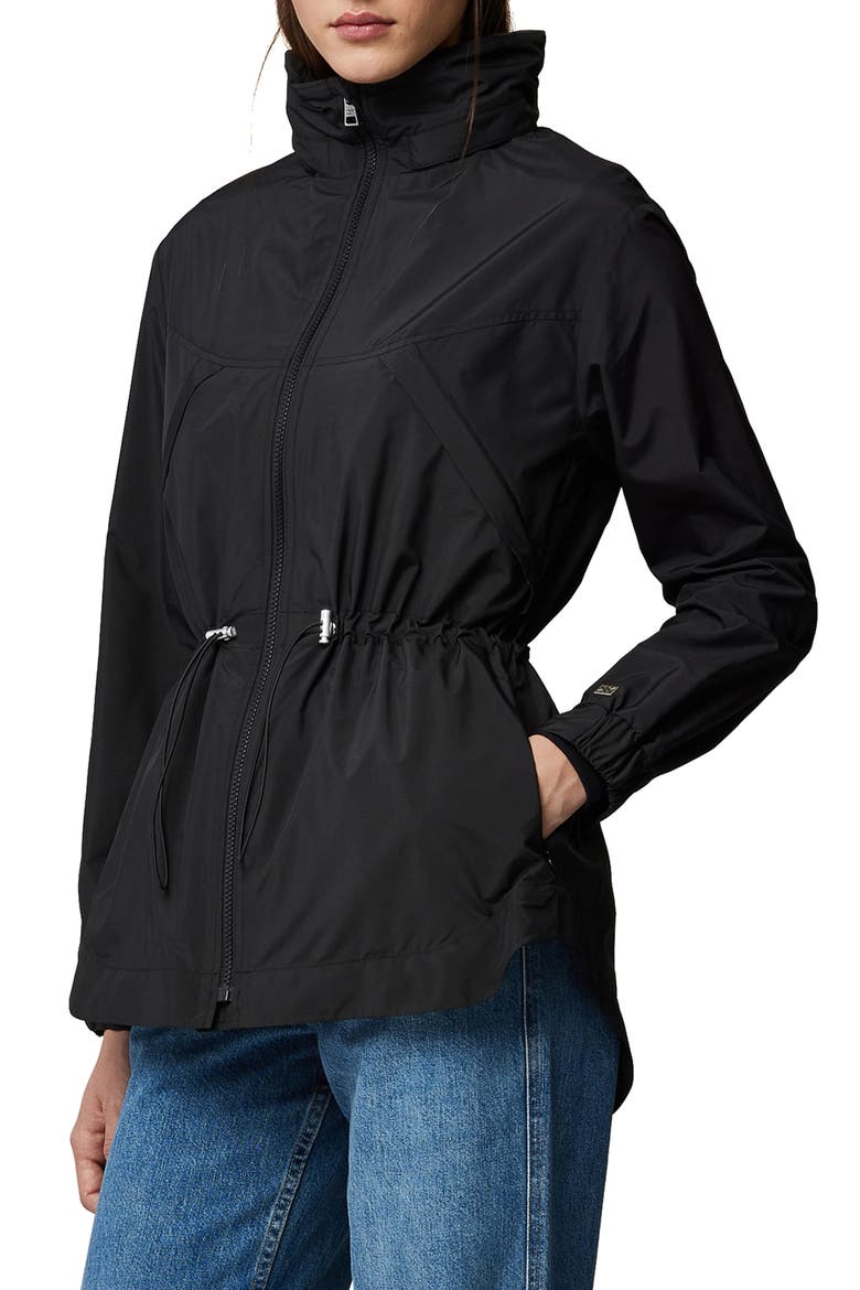 Water Repellent Hooded Coat, Alternate, color, BLACK