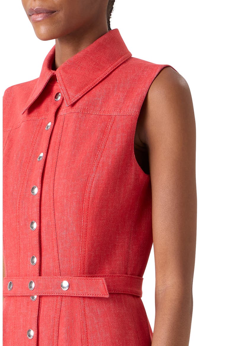 Belted Stretch Denim Shirtdress, Alternate, color, VERMILLION