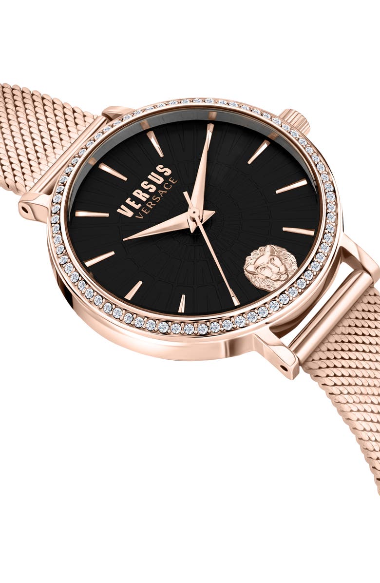 VERSUS Versace Mar Vista Crystal Mesh Strap Watch, 34mm, Alternate, color, Rosegold