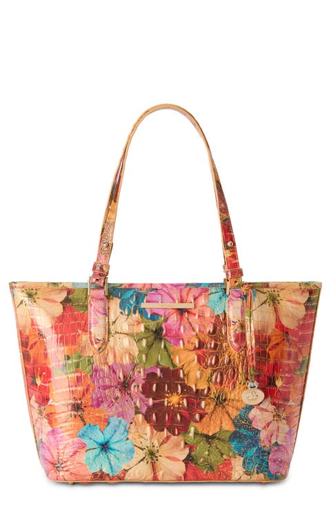 Medium Asher Croc Embossed Leather Tote