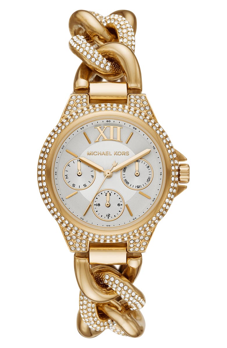 Michael Kors Camille Pave Chain Bracelet Watch, 34mm, Main, color, 