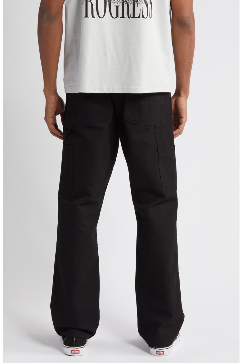 Single Knee Organic Cotton Canvas Straight Leg Pants, Alternate, color, BLACK RIGID