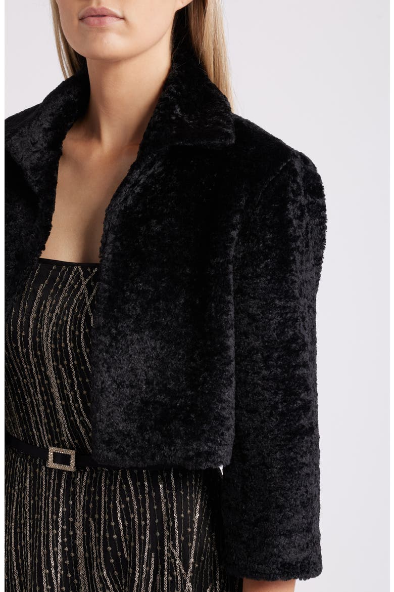 Faux Fur Bolero, Alternate, color, BLACK