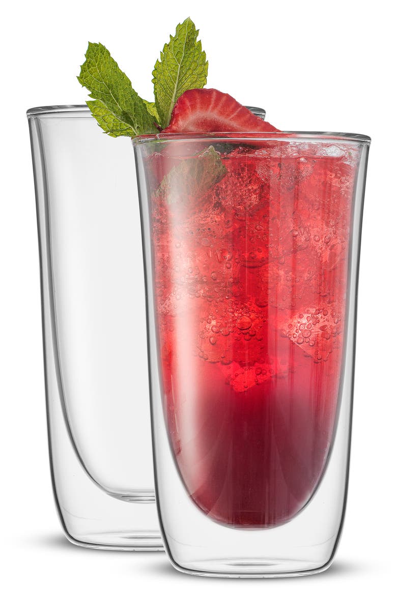 Set of 2 Spike Beverage Glasses, Alternate, color, CLEAR