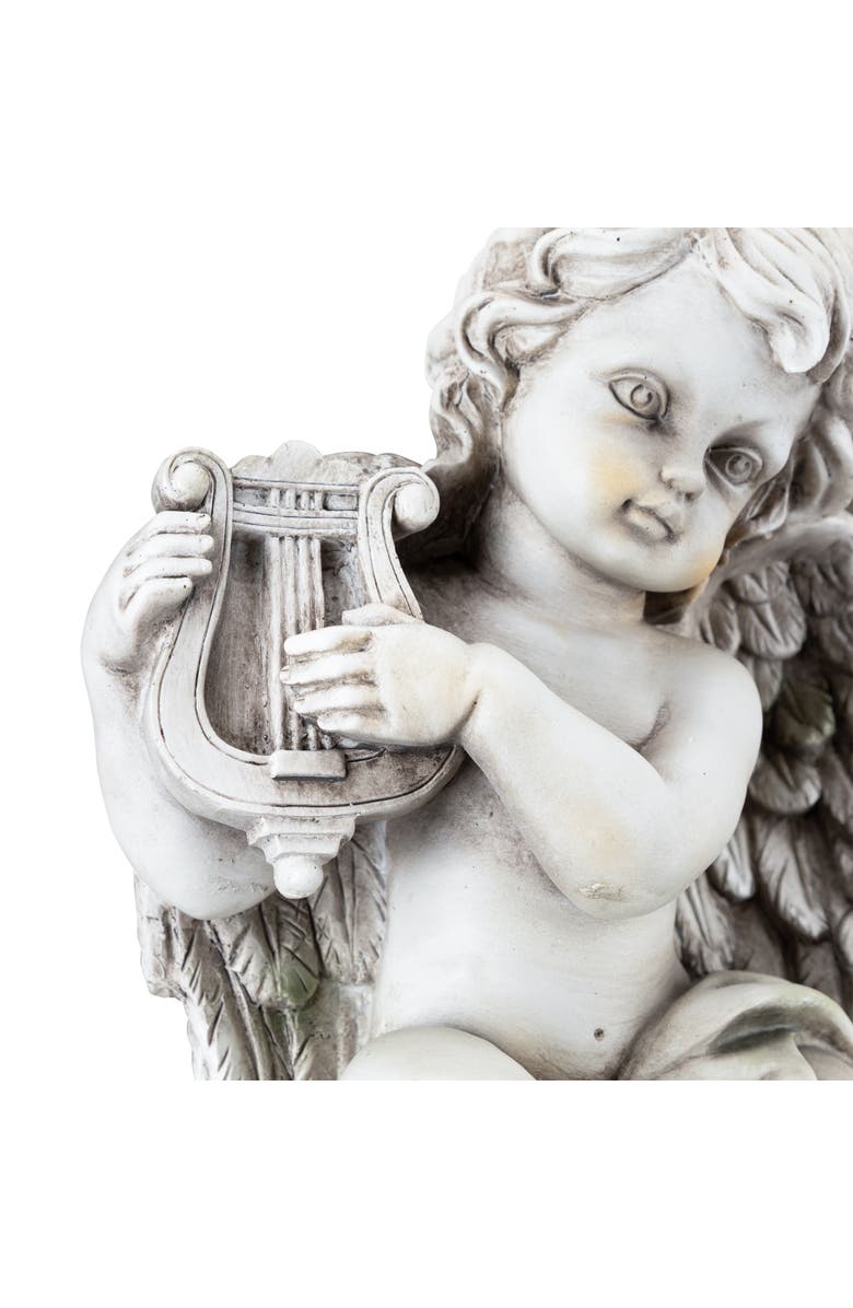 Northlight 14.75" Set of 2 Cherub Angels with Instruments Outdoor Garden Statues, Alternate, color, Gray
