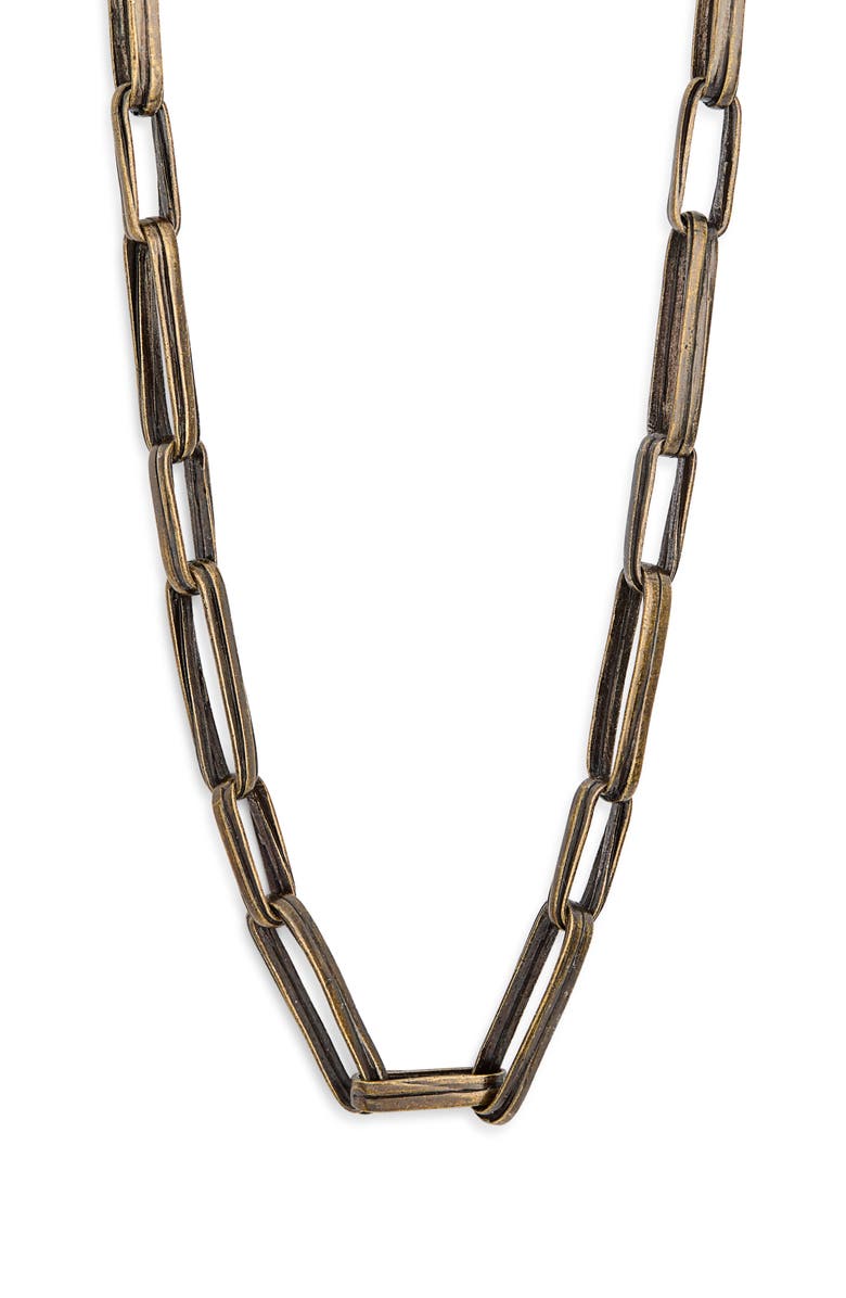 Karine Sultan Long Geometric Frame Necklace, Main, color, Brass
