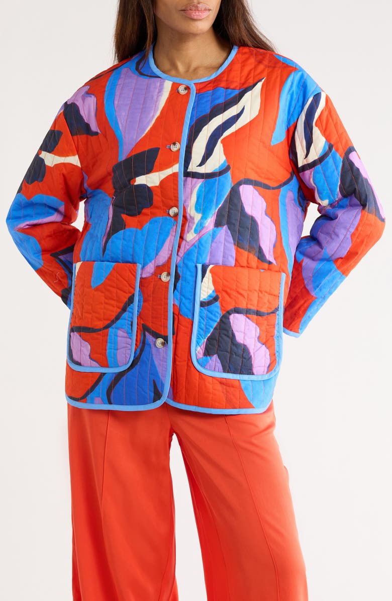FRNCH Annae Woven Blouson Jacket, Alternate, color, Moving Flowers