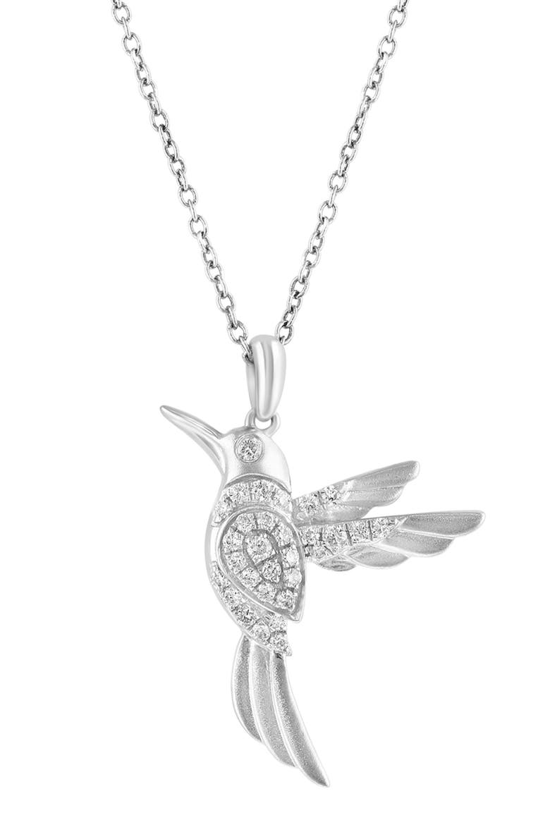 Hummingbird Sterling Silver Diamond Pendant Necklace, Alternate, color, SILVER