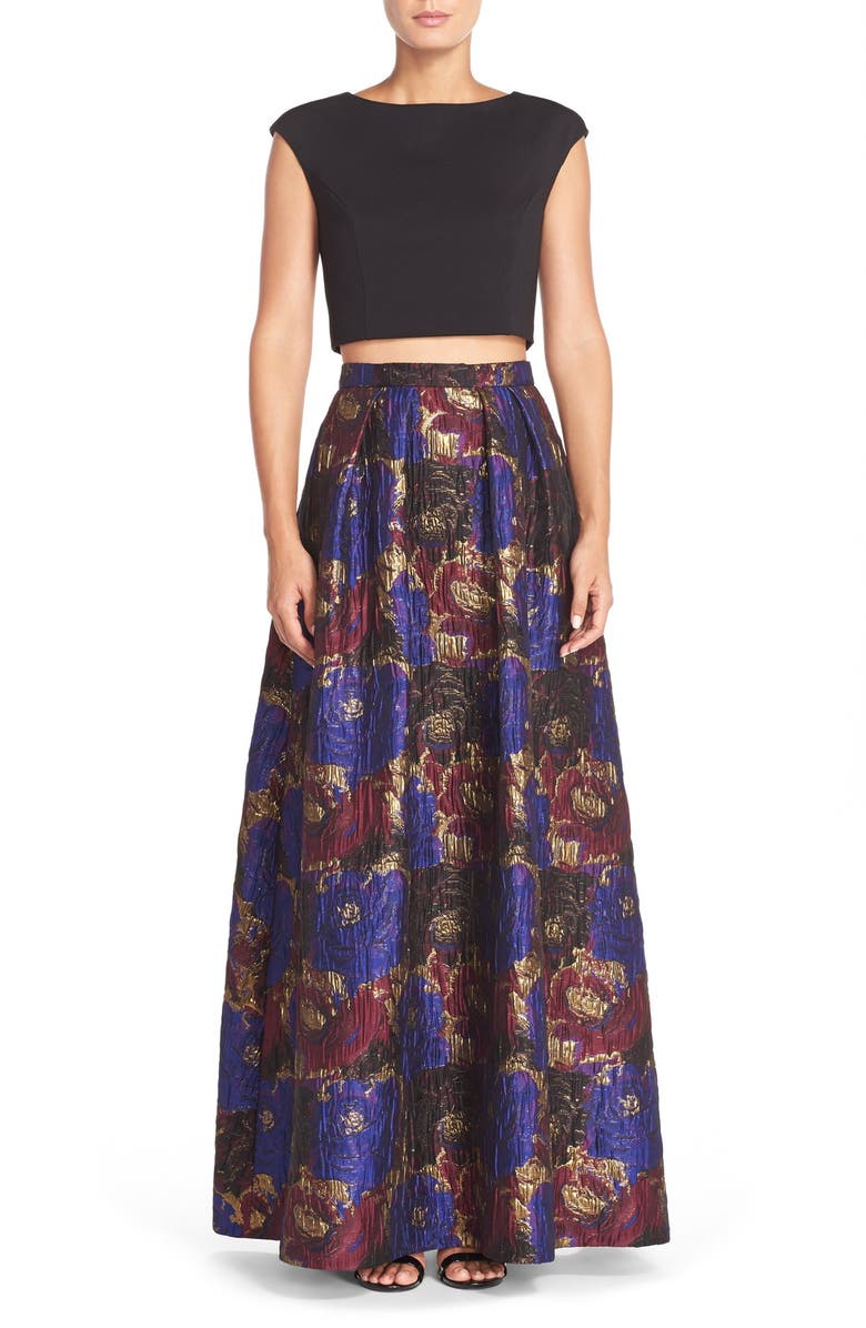 Aidan by Aidan Mattox Two-Piece Jacquard Ballgown, Main, color, 