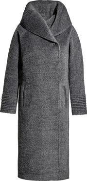 SENTALER Wool & Suri Alpaca Blend Hooded Bouclé Coat