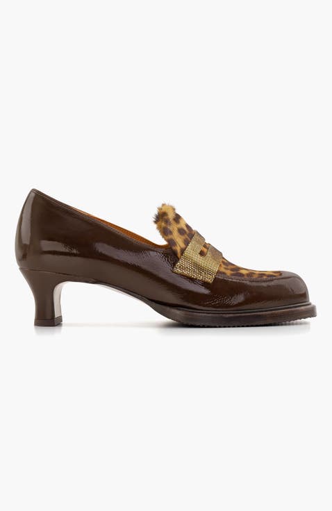 BRONY Leopard print patent peather Pump