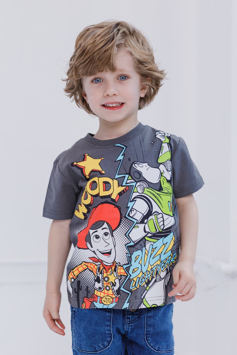 Toy Story 2-Piece Short Sleeve T-Shirt Set, Alternate, color, Woody Buzz Grey Cream