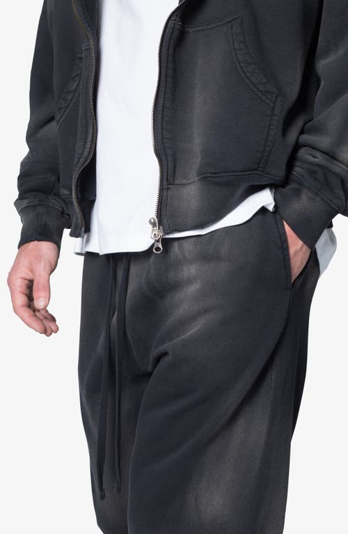 Mnml Faded Relaxed Fit Cotton Sweatpants In Washed Black