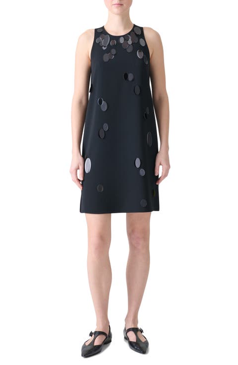 Paillette Detail Heavy Crepe Shift Dress