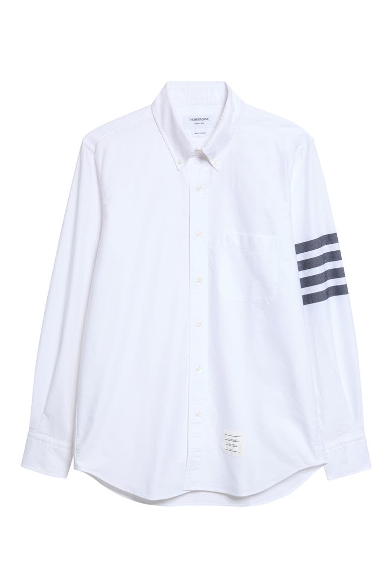 Straight Fit 4-Bar Cotton Oxford Poplin Button-Down Shirt, Alternate, color, WHITE / NAVY
