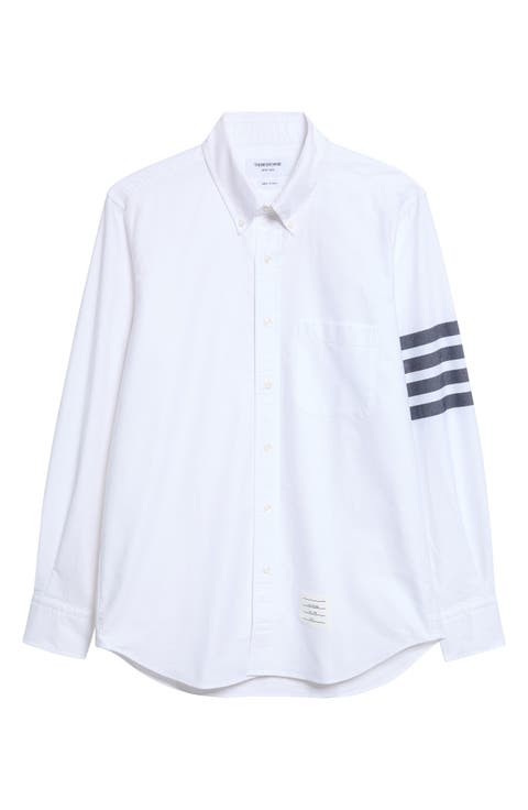 Straight Fit 4-Bar Cotton Oxford Poplin Button-Down Shirt