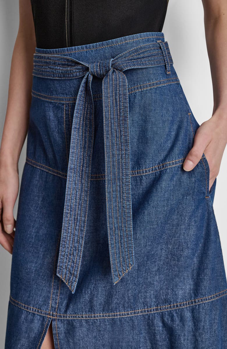 DKNY Crosby Denim Midi Skirt, Alternate, color, Crosby Wash