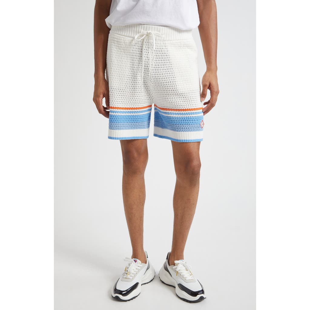 Casablanca Cotton Crochet Tennis Shorts in Blue Multi  product