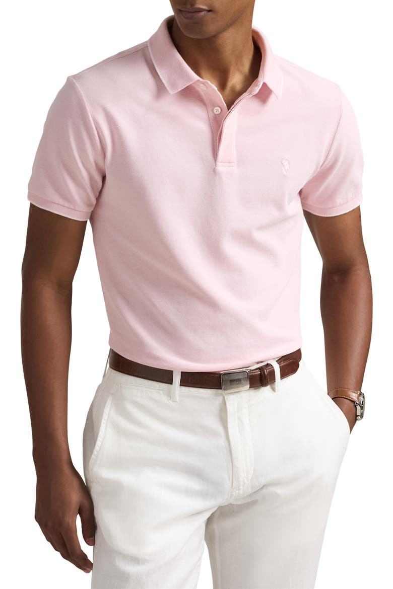 Classic Fit Cotton Piqué Polo, Main, color, GARDEN PINK/ WHITE