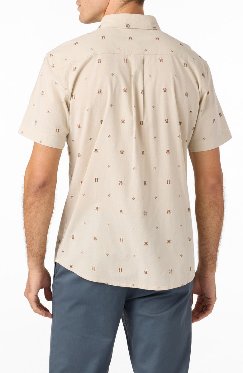 O'Neill Shields Geo Pattern Short Sleeve Stretch Cotton Button-Up Shirt, Alternate, color, 