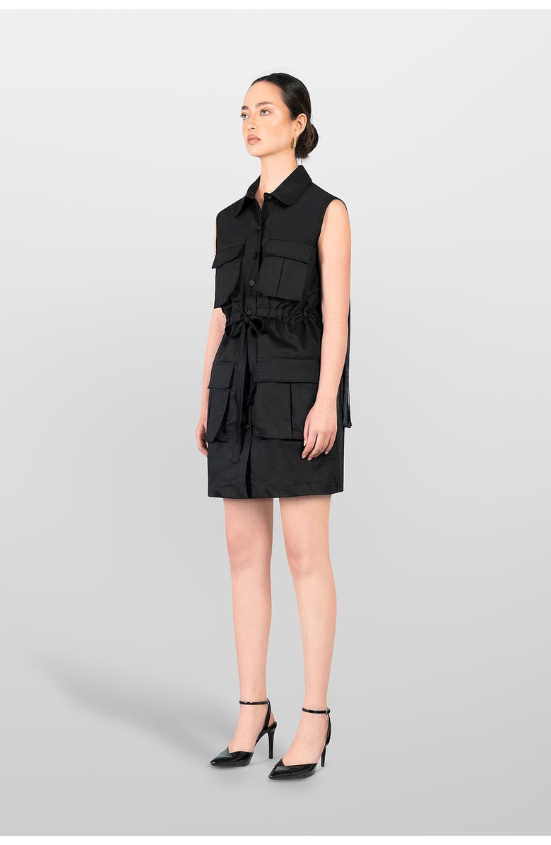 LAURA APARICIO Sahariana Cotton Dress, Alternate, color, Black