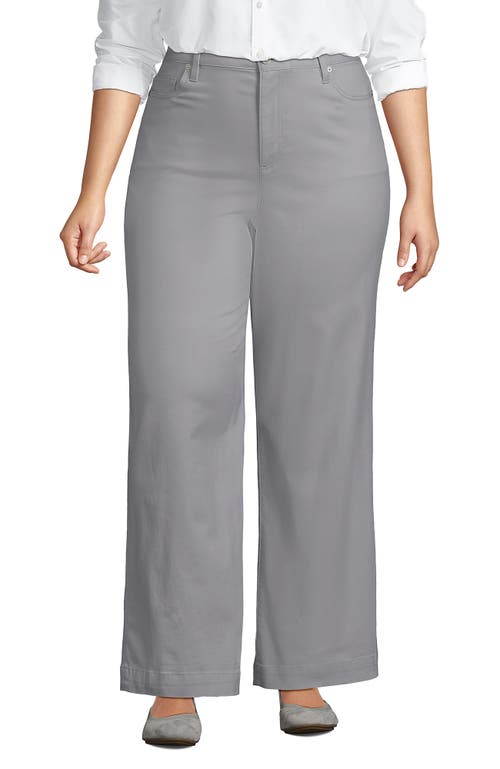 Lands' End High Rise 5 Pocket Wide Leg Chino Pants In Gray