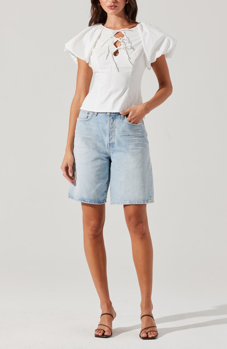 ASTR the Label Aine Tie Detail Cotton Top, Alternate, color, White