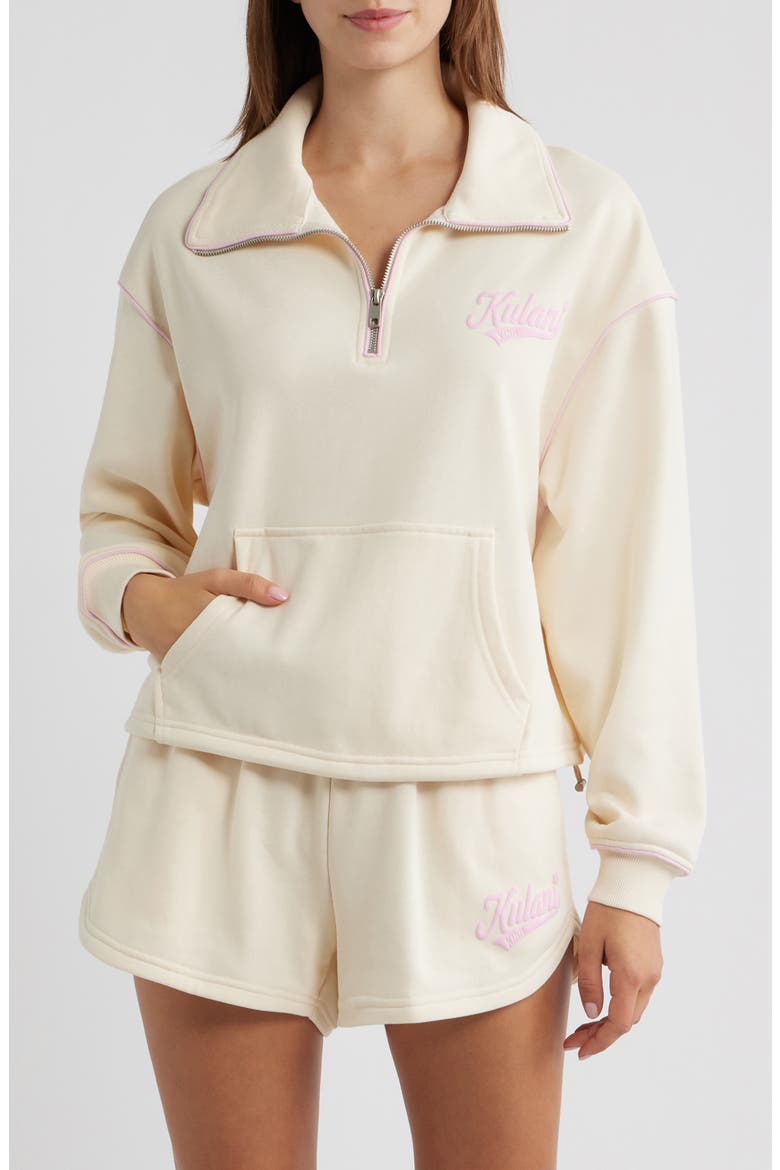 Quarter Zip Pullover, Main, color, BUTTERCREAM