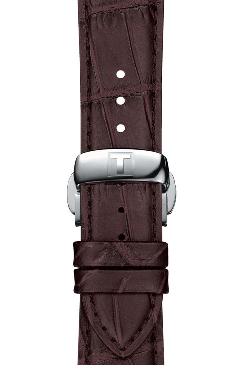 21mm Croc Embossed Leather Watch Strap, Alternate, color, BROWN