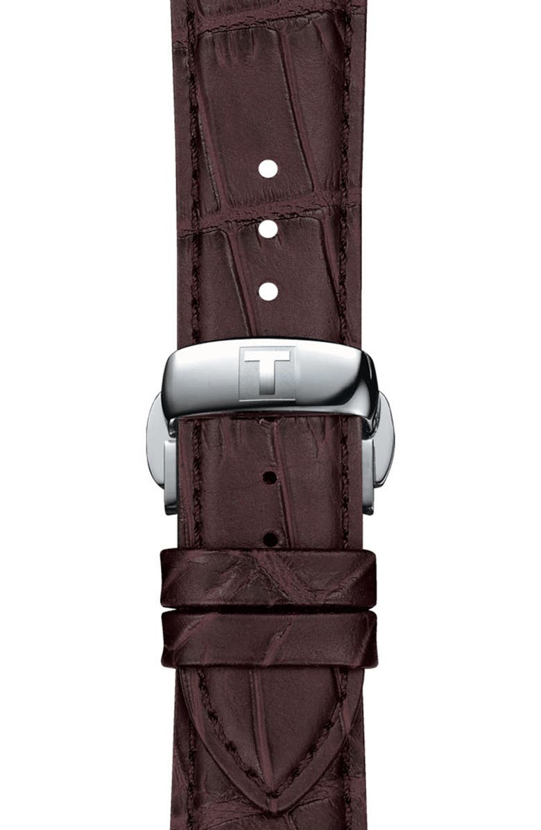 Tissot 21mm Croc Embossed Leather Watch Strap, Alternate, color, Brown