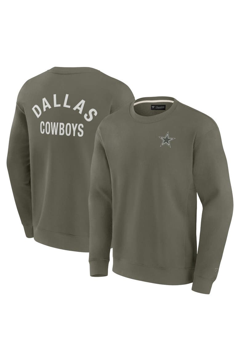 Unisex Fanatics Signature Olive Dallas Cowboys Super Soft Pullover Crew Sweatshirt, Main, color, Olive
