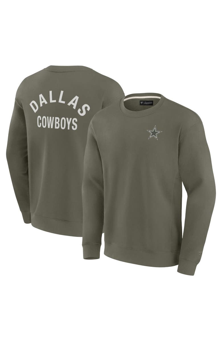 Fanatics Signature Unisex Fanatics Signature Olive Dallas Cowboys Super Soft Pullover Crew Sweatshirt, Main, color, Olive