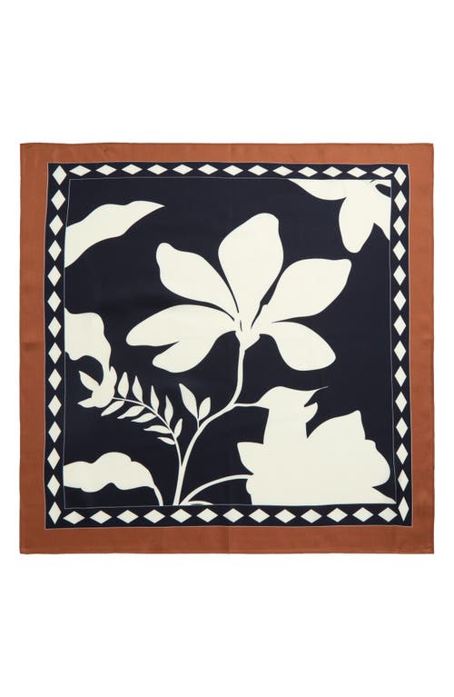 Shop Nordstrom Print Silk Square Scarf In Navy Botanical