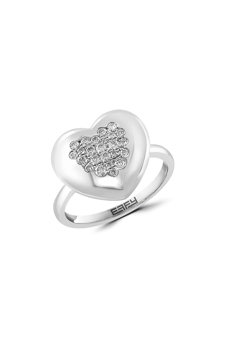Diamond Pavé Heart Ring, Main, color, SILVER