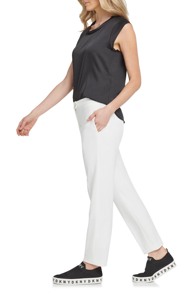 Flat Front Straight Leg Career Pants, Alternate, color, IVORY