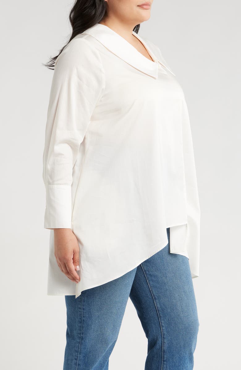 HARSHMAN Dorette Asymmetric Collar Cotton Tunic, Alternate, color, 