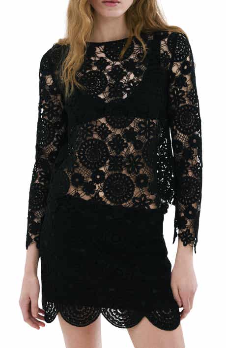 Open Work Floral Sweater