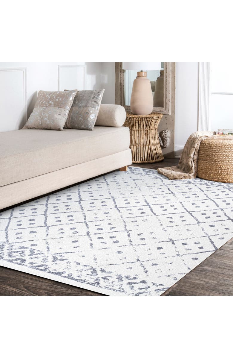 JONATHAN Y Juba Moroccan Geometric Diamond Area Rug, Alternate, color, Ivory/Gray