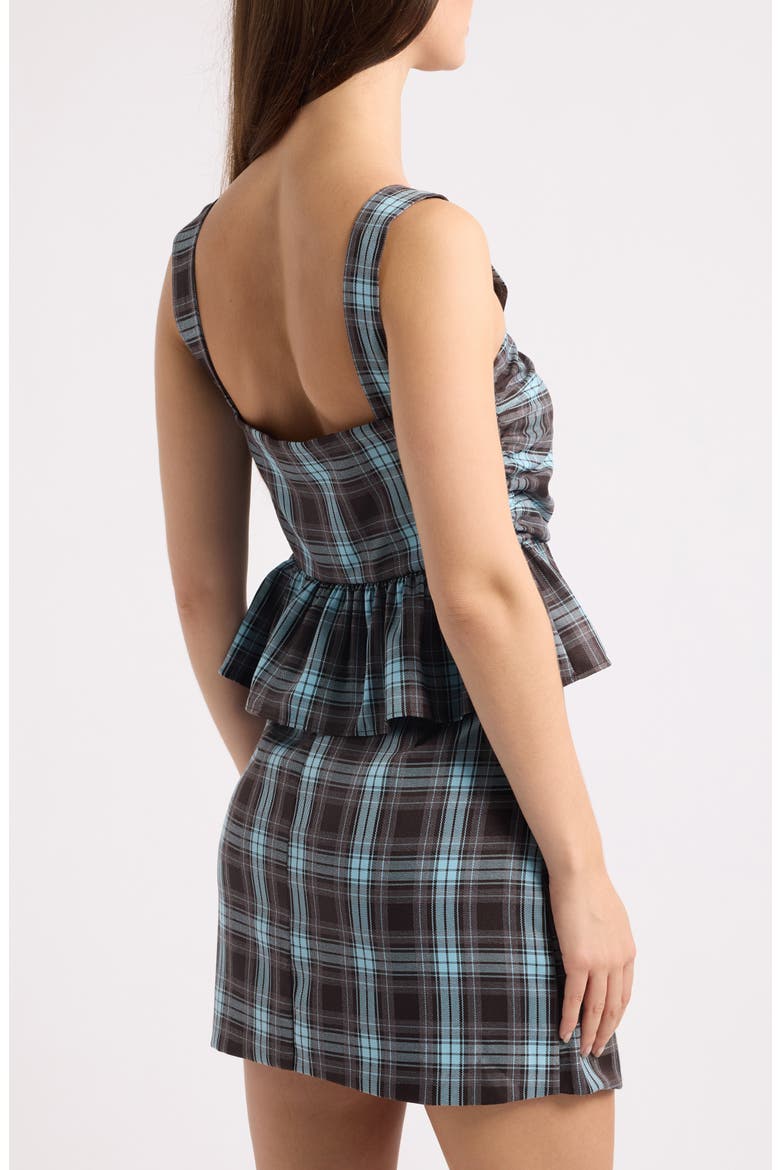 Alana Plaid Peplum Top, Alternate, color, CHOC / BLUE PLAID